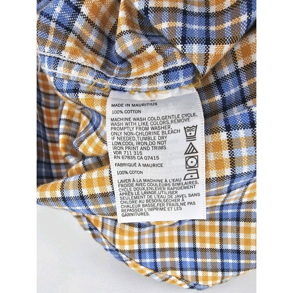 Nautica Classic Fit Mens M Orange Blue Plaid Button Up Long Sleeve Dress Shirt - Picture 7 of 7